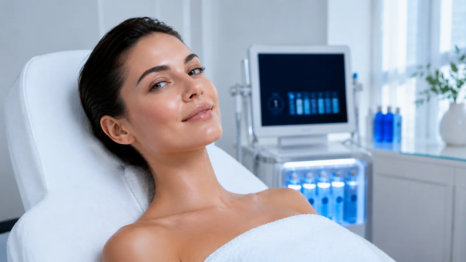 Pelle luminosa dopo trattamento viso professionale